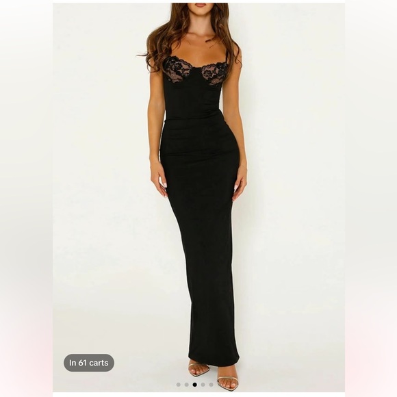 contrast lace top bodycon maxi dress - Picture 1 of 3